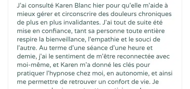 Photo numéro 5 de la galerie de Karen Blanc : Hypnothérapeute à Corbas. Prendre RDV