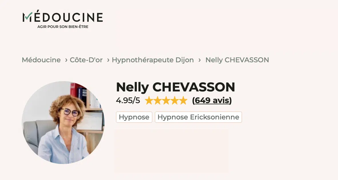 Photo numéro 6 de la galerie de Nelly CHEVASSON : Hypnothérapeute à Dijon. Prendre RDV