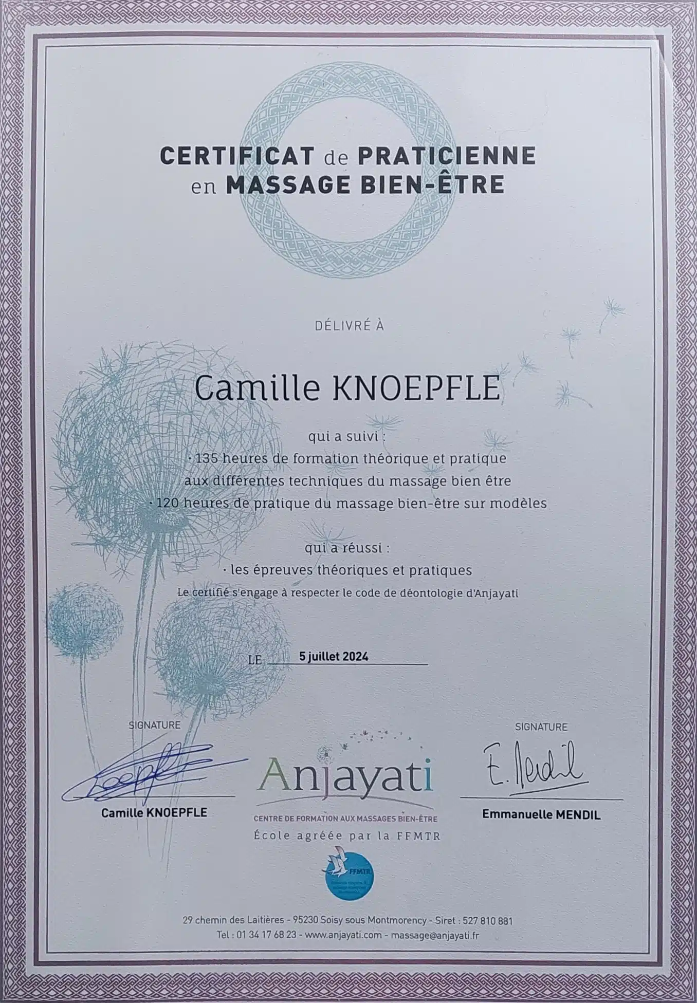 Photo numéro 1 de la galerie de Camille Knoepfle : Masseur bien-être à Saint-Leu-la-Forêt. Prendre RDV