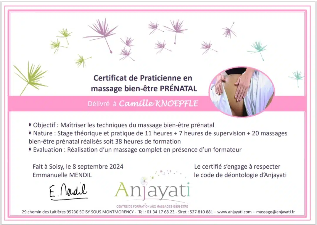 Photo numéro 8 de la galerie de Camille Knoepfle : Masseur bien-être à Saint-Leu-la-Forêt. Prendre RDV